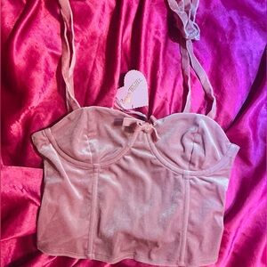 Pink Velvet Bustier Top👯‍♂️🩷